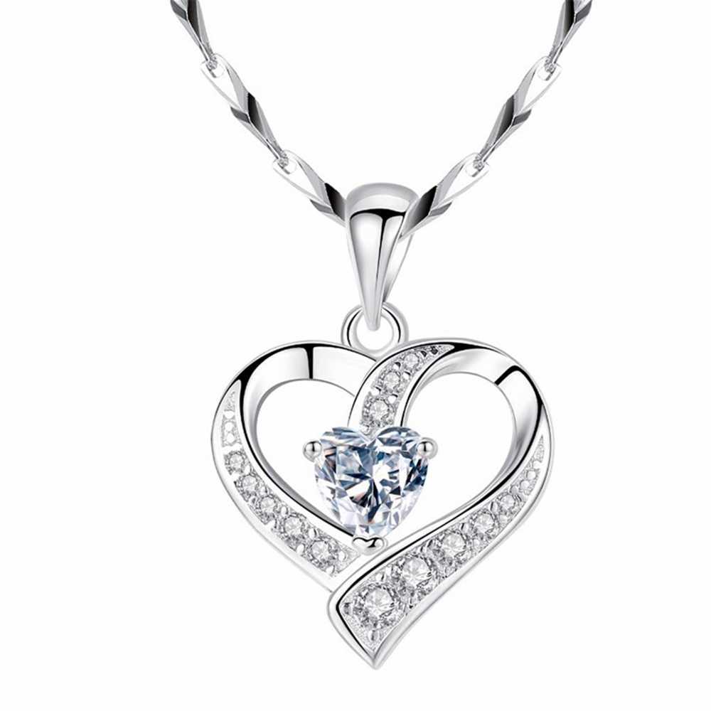 Women's Silver Plated Zirconia Heart Pendant With To My Future Wife Valentine's Message Card