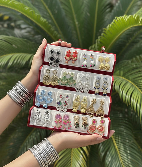 16 PC COLOUR JHUMKA + RED BOX