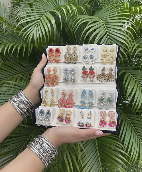 16 PCS COLOUR JHUMKA + BLACK BOX