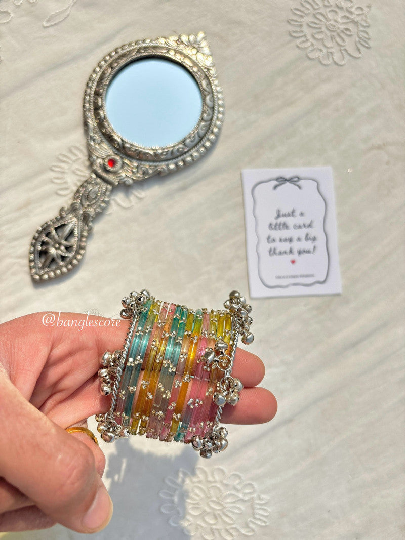 Light Multi + Kashmiri silver ghungroo🩶🤍